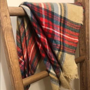 Plaid Blanket Scarf, Fall Weather Scarf One Size